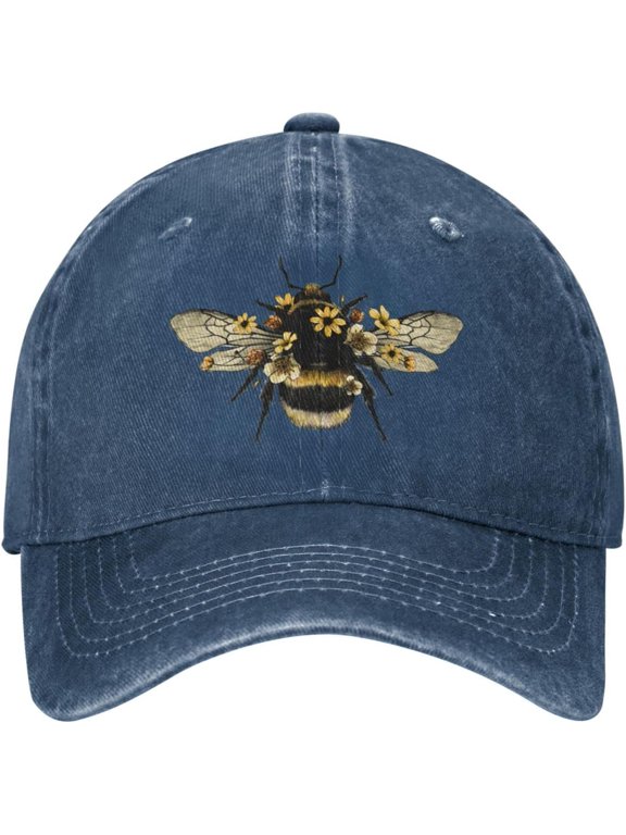 Vintage Washed Distressed Adjustable Bee Bee Womens Denim Baseball Cap Mom Trucker Hat Cap for Women Unisex