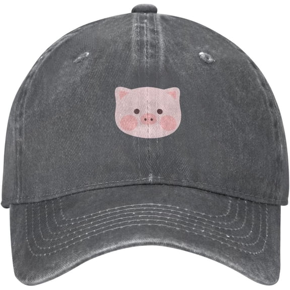 Vintage Washed Distressed Adjustable Cute Pig Womens Denim Baseball Cap Mom Trucker Hat Cap for Women Unisex