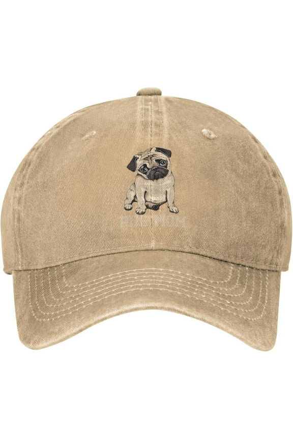 Vintage Washed Distressed Adjustable Pug Mom Dog Womens Denim Baseball Cap Mom Trucker Hat Cap for Women Unisex