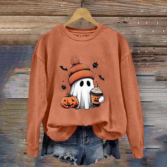 Vintage Washed Graphic Crewneck Sweatshirt for Women Witchy Vibes Aesthetic Tops Perfect for Trick or Treat Autumn Party