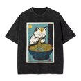 thumbnail image 1 of Vintage Washed Japanese Style Cat Graphic T Shirts for Men Women Casual Short Sleeve Crew Neck Tees, 1 of 3