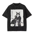 thumbnail image 1 of Vintage Washed Japanese Style Cat Graphic T Shirts for Men Women Casual Short Sleeve Crew Neck Tees, 1 of 3
