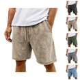 thumbnail image 1 of Vintage Washed Shorts for Men Summer Elastic Waist Wide Straight Leg Distressed Loose Knee Length Shorts with Pockets, 1 of 5