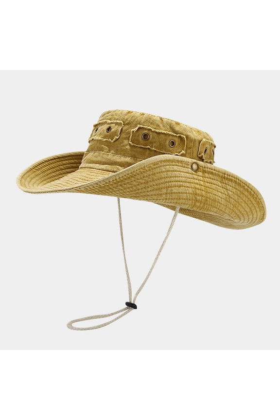 Vintage Washed Sun Hat With Brass Buckle And Unisex Outdoor Jungle Fishing Cap For Hiking And Camping Bucket Hat Fashion Hat Sun Cloth Hat Men Summer Hat Men's Wax Hat Bucket Hat Modern Hat Grandpa