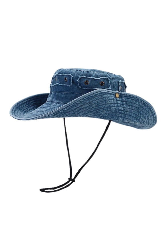 Vintage Washed Sun Hat With Brass Buckle And Unisex Outdoor Jungle Fishing Cap For Hiking And Camping