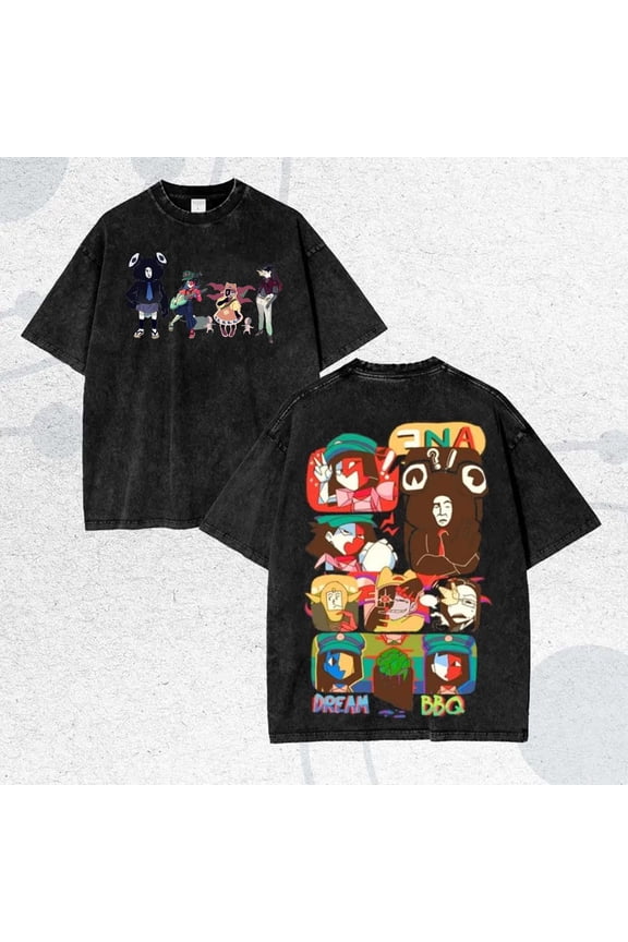 Vintage Washed Surreal Cartoon T-Shirt, Dreamcore Graphic Art Tee, Abstract Character Streetwear