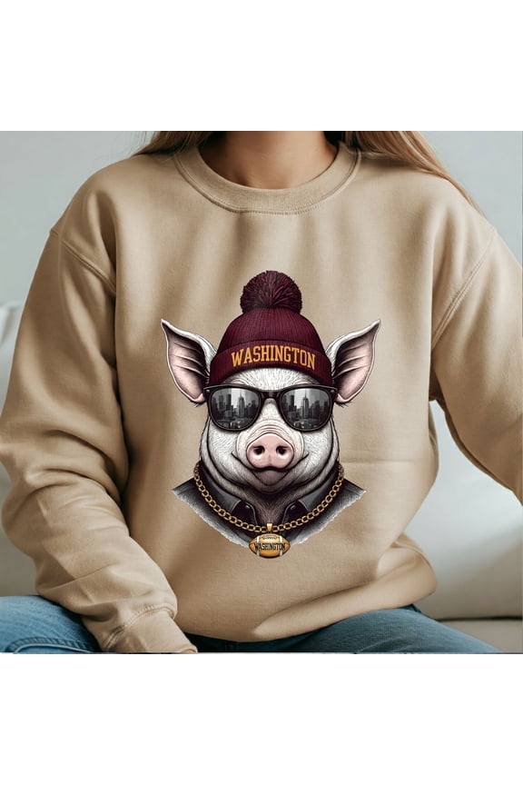 Vintage Washingto Football Sweatshirt, Trendy Crewneck Pullover for Game Day Fans, Unisex Heavy Blend Sweatshirt, Washingto Football Shirt, Commander Football Shirt, Pig Football Shirt