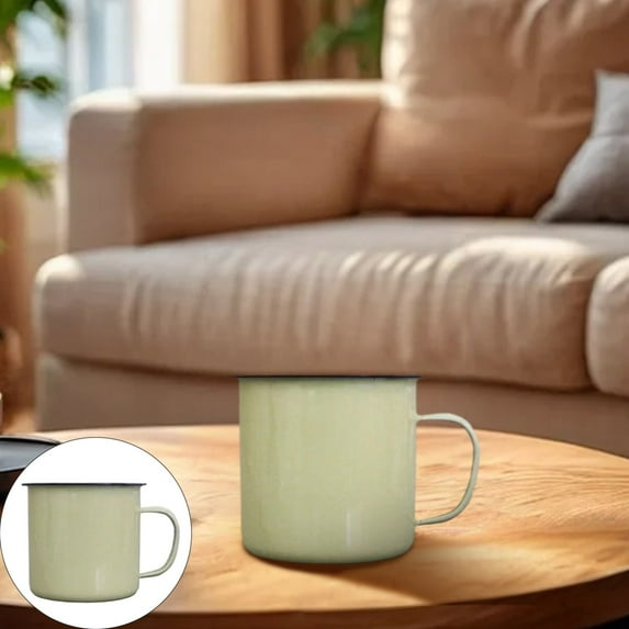 Vintage Water Coffee Mug Tea Enamel Mug Camp Drinking Cups Heat Water Mug With Non Slip Handle For Indoors And Outdoors/ 8Cm【350Ml】Retro Enamel Cup