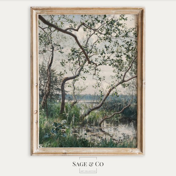 Vintage Water Vegetation Garden Print, Unframed Paper Poster 8x10in