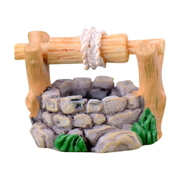 Vintage Water Well Miniature Fairy Garden Accessories,Miniature Pond Lawn Ornament Figurines, Mini Lighthouse Water Well Bridge Figurines, Micro Landscape Ornaments for Garden DIY Kit Statues