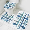 thumbnail image 1 of Vintage Watercolor Bathroom Rugs Set Paddle Abstract Blue Stripes Non Slip Absorbent Soft Bath Mats 3 Piece Set with Bathroom Rug, U-Shaped Floor Mat, Toilet Seat Cover Small Size, 1 of 9