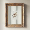 thumbnail image 1 of Vintage Watercolor Bird Painting, French Country Green Stripe Wall Art, Botanical Bird Print, Cozy Cottage Decor Unframed Paper Print, 1 of 5