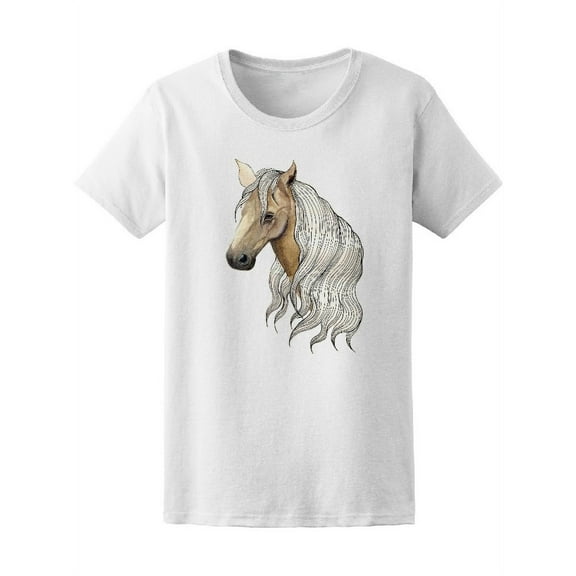 Vintage Watercolor Horse Sketch T-Shirt Women -Image by Shutterstock, Female Medium