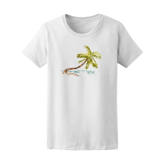 Vintage Watercolor Palm T-Shirt Women -Image by Shutterstock, Female Large
