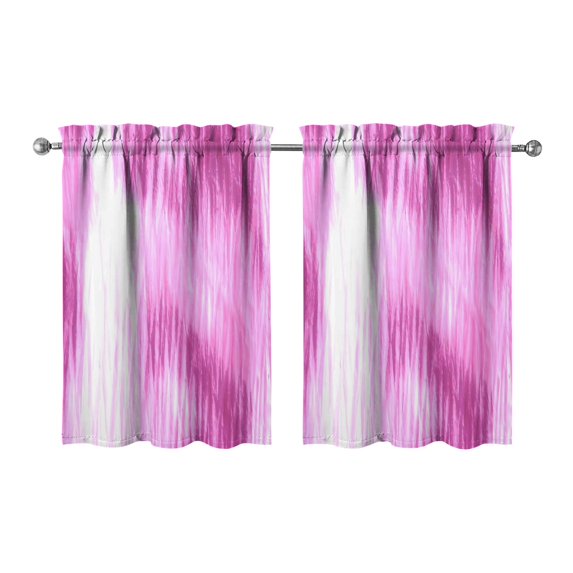 Vintage Watercolor Pink Oil Painting Tier Cafe Curtains for Bathroom Living RV Rod Pocket Window Drapes 36 Inch 2 Panels Set 28"x36" 2 Panels Window Treatment Tiers