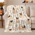 thumbnail image 1 of Vintage Watercolor Pug Dogs Pattern Roses Romantic Nostalgic, Cozy Pet Portrait Pattern, Warm Flannel Blanket for Living Room and Bedroom, Dog Lovers Valentine's Day Gift, Pet Lover Home Decor, 1 of 9