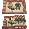 thumbnail image 1 of Vintage Watercolor Rooster Placemats Set of 6 Fabric Placemats Square Placemat for Kitchen Table Heat Resistant, Easy to Clean Table Placemats 12x18 Inch, 1 of 6