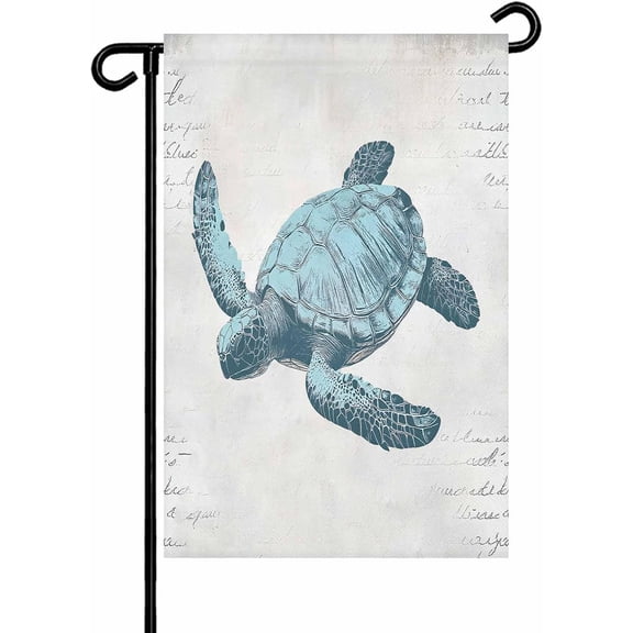 Vintage Watercolor Sea Turtle Garden Flags 12x18 Inch Double Sided Welcome Yard Flags for Outdoor Decor Ocean Theme Retro Letter Back Yard Outside Seasonal Decoration