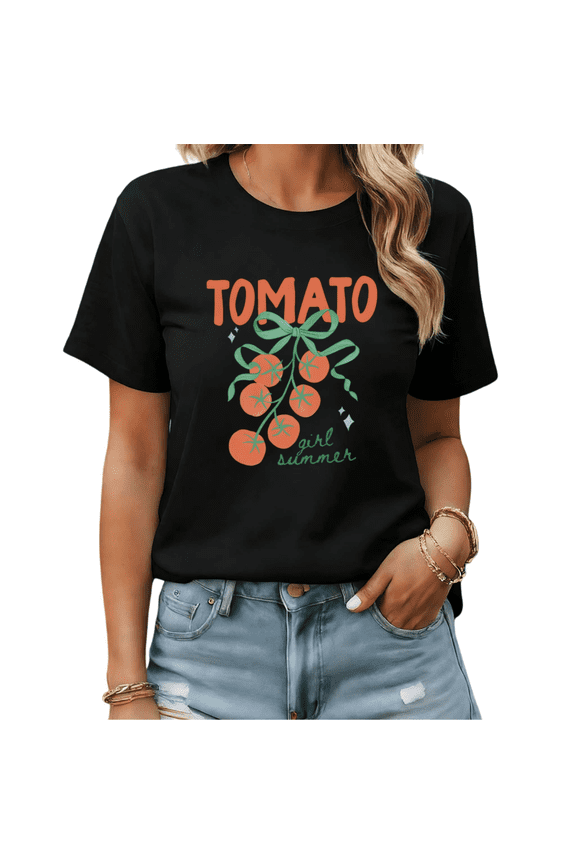 Vintage Watercolor Tomatoes Graphic Tees Women's Cottagecore Garden T-shirt