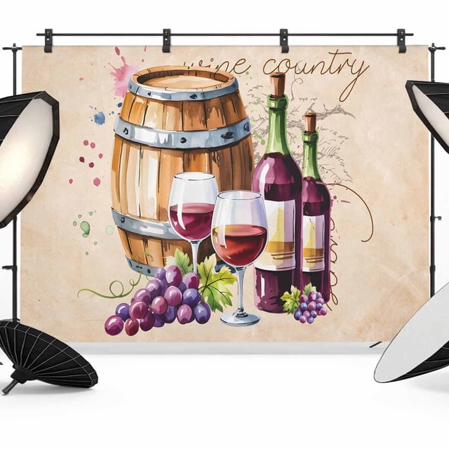 Vintage Watercolor Wine Backdrop for Photography,Fabric Photo ...