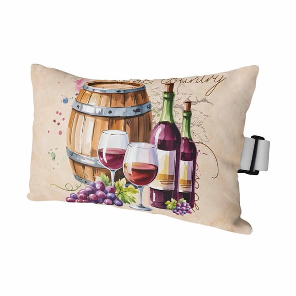Vintage Watercolor Wine Outdoor Pillows for Chaise Lounge Chair Waterproof Lumbar Pillows with Insert&Strap Beach Headrest Pillow Farmhouse Cask Grapes Country Pillow for Patio Pool 11"x16"