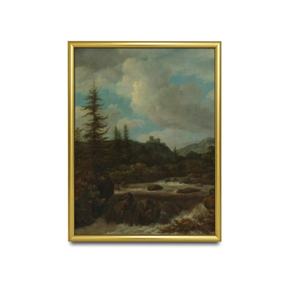 Vintage Waterfall Landscape, Rustic Farmhouse Art Home Decor, 12x18 UNFRAMED