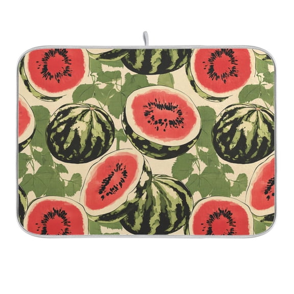 Vintage Watermelon Dish Drying Mat 18x24 Absorbent Microfiber Draining Rack Pad for Kitchen Counter Sink