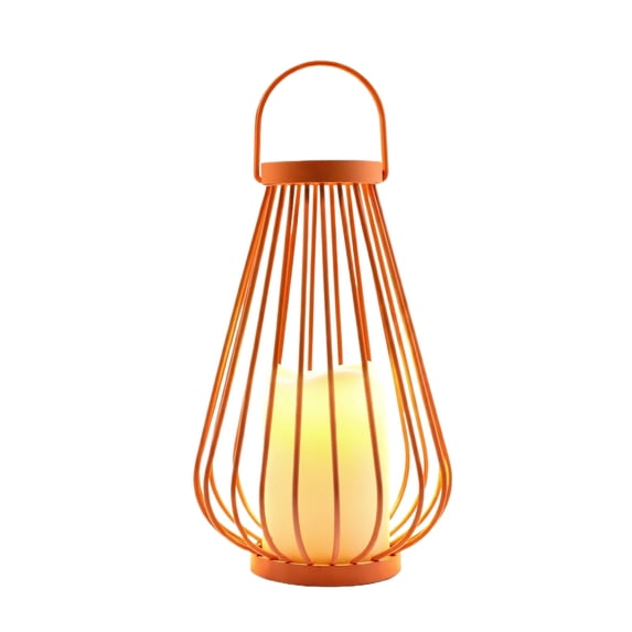Vintage Waterproof Candle Lantern, Battery Powered LED Pillar Candle, Foldable Hanging Style, Timeless Tabletop Light for Outdoor Gatherings M