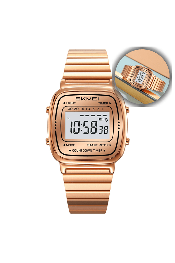 Vintage Waterproof Stainless Steel Digital Watch for Men & Women – Retro Style Electronic Timepiece with Alarm, Date, and Daily Wear Compatibility