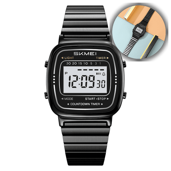 Vintage Waterproof Stainless Steel Digital Watch for Men & Women – Retro Style Electronic Timepiece with Alarm, Date, and Daily Wear Compatibility