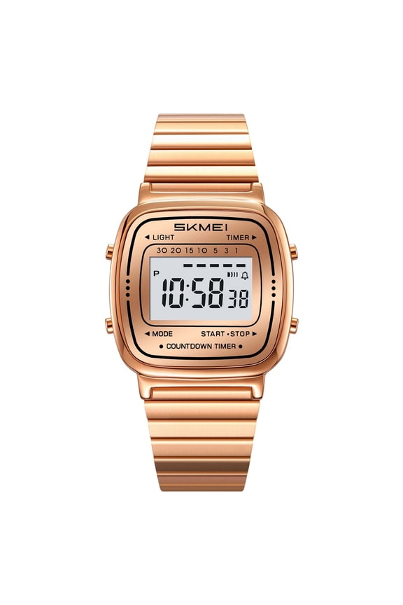 Vintage Waterproof Stainless Steel Strap Digital WatchRetro Style Electronic Watch For Men WomenClassic Wristwatch With Alarm Date For Daily Casua