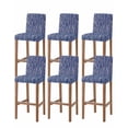 thumbnail image 1 of Vintage Wave Lines Bar Stool Covers Set of 6, Classic Minimalist Striped Navy Blue Stretch Washable Bar Chair Covers with Backs, Removable Pub Counter Height Chair Cover for Kitchen Dining Room Cafe, 1 of 7