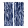 thumbnail image 1 of Vintage Wave Lines Kitchen Curtains Window Panels, Classic Minimalist Striped Navy Blue Insulated Window Treatment Curtain, Grommet Curtains for Bedroom/Living Room/Bathroom, 2 Piece 42"Wx84"L, 1 of 8