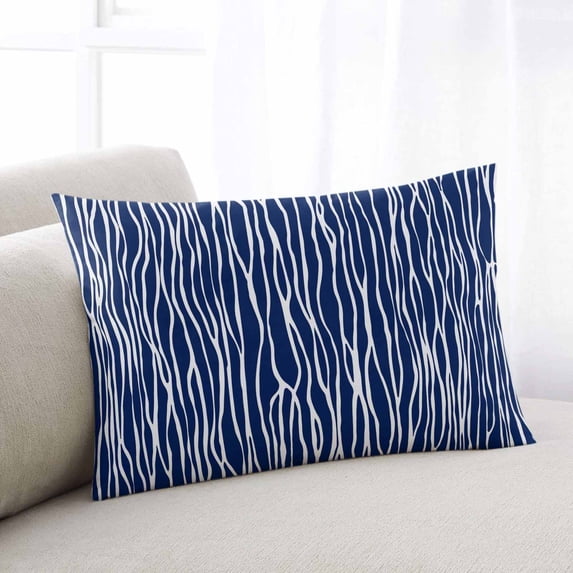 Vintage Wave Lines Throw Pillow Covers, Classic Minimalist Striped Navy Blue Soft Breathable Pillow Cases with Invisible Zipper for Sleeping, Toddler Pillowcases for Couch Bed Sofa Chair 12x20 Inches