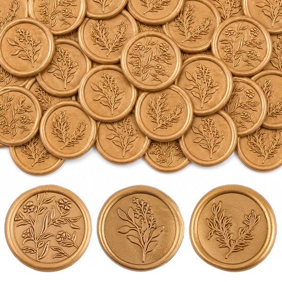 Vintage Wax Seal Stickers,30 Pcs Gilded Botanica Round Sealing Wax Labels,for Wedding Invitations, Envelopes, Packaging Decor