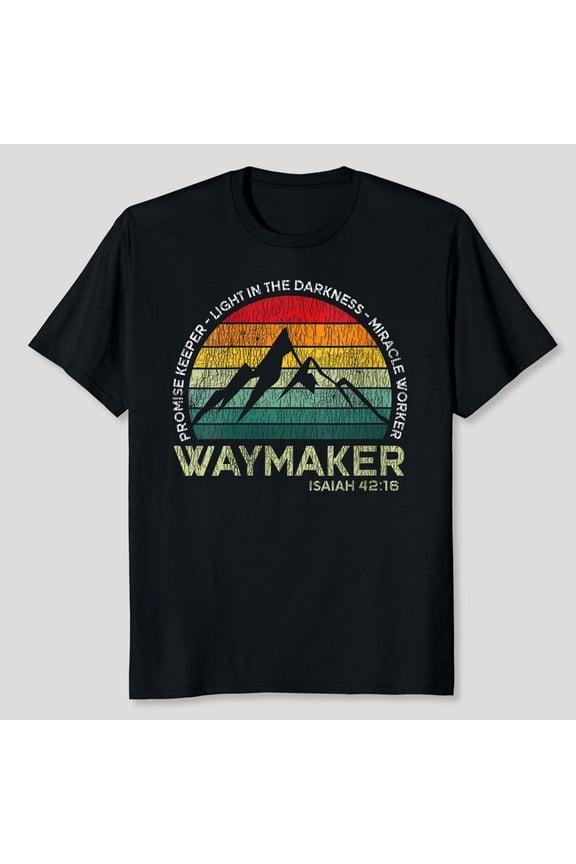 Vintage Waymaker Promise Keeper Mi.racle Worker Christian T-Shirt, Men's And Women's Graphic Tee 100% Cotton by TBun, Full Sizes S-5XL