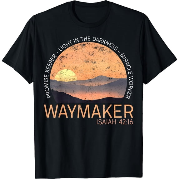 Vintage Waymaker Promise Keeper Miracle Worker Christian T-Shirt Black Small