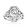 thumbnail image 1 of Vintage Wedding Ring, Fine Ring, 14K White Gold Plated, Art Deco Engagement Ring, 1.4 CT Round Brilliant Cut Simulated Diamond, Anniversary Gifts For Women's, Valentine Ring, 1 of 3