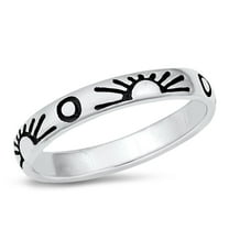Vintage Wedding Sun Shine Ring .925 Sterling Silver Band Jewelry Female Male Unisex Size 8