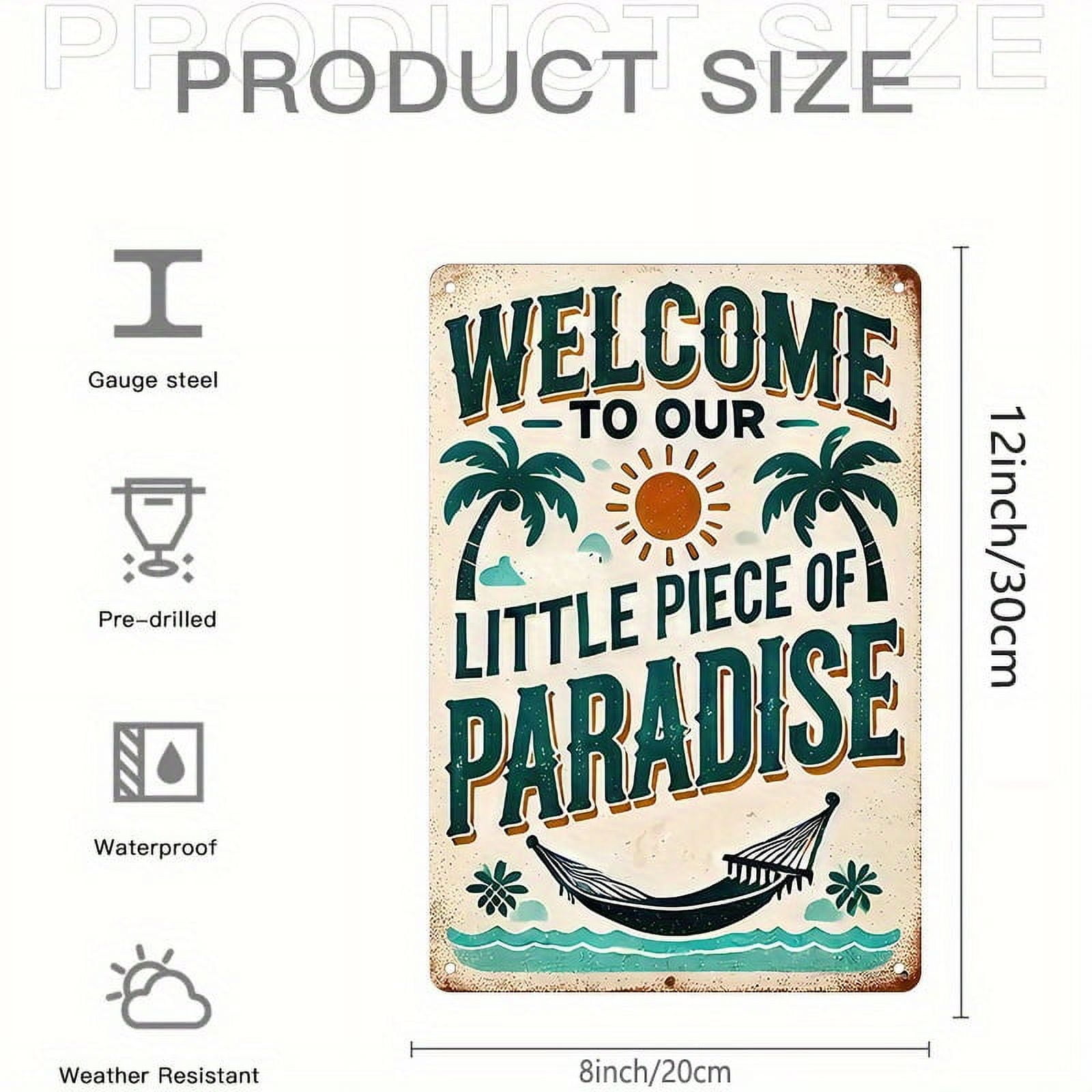 Patio Signs For Outside Pool House Decor Funny Beach Sign Welcome To Our  Little Piece Of, image size:1600x1600