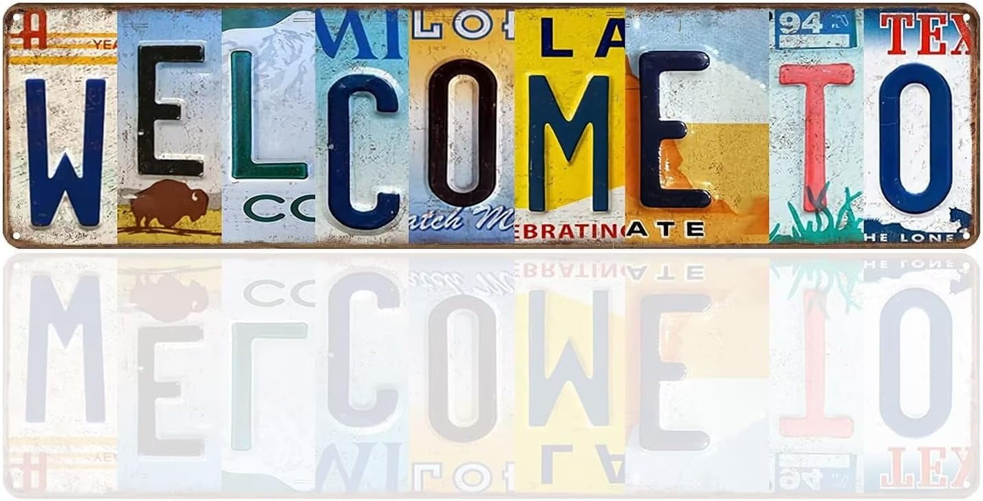 Vintage Welcome to Wall Decor Street Signs Bar Metal Tin Signs Welcome ...