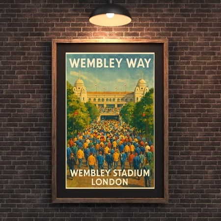 Vintage Wembley Stadium Poster: Historic Football Art Print