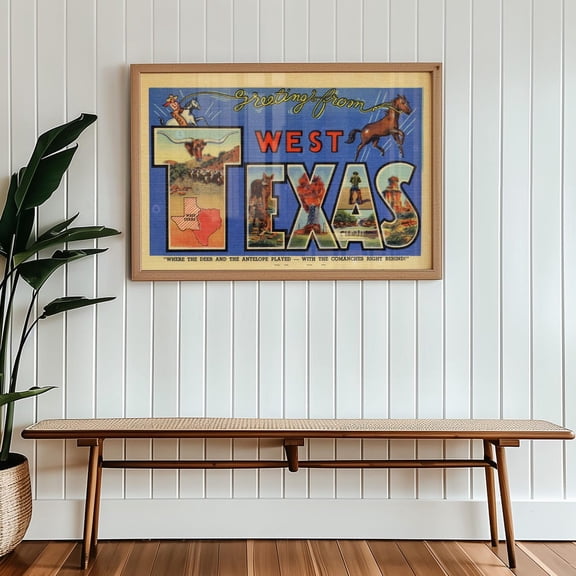 Vintage West Texas Postcard Wall Art Lone Star State Texas Art West Texas Art