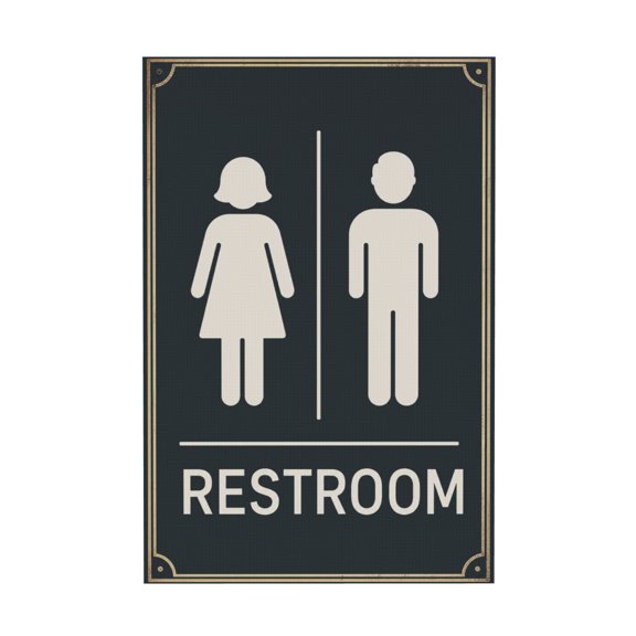 Vintage Western Bathroom Funny Toilet Canvas Wall Art Restroom Decor 16"x24 in