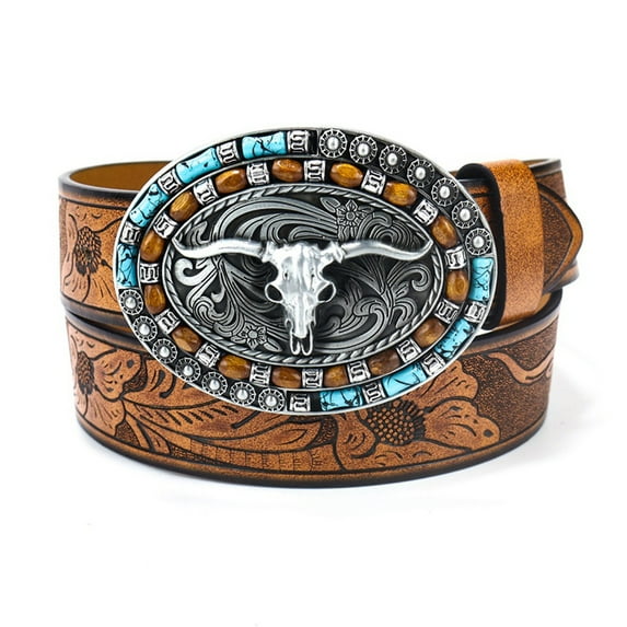 Vintage Western Belt Cowboy Belt With Big Buckle Beaded Belt Leather Belt Belt Buckle Belt Jeans Belt