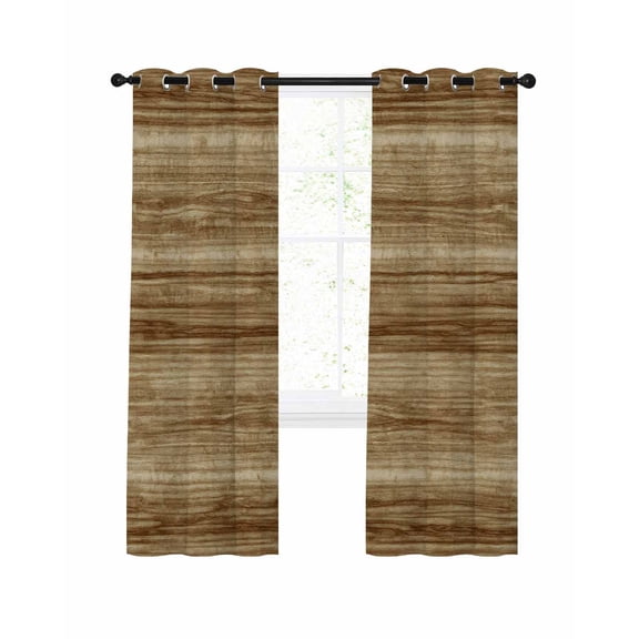 Vintage Western Blackout Curtains, Light Blocking Print Window Curtains, Rustic Farmhouse Wooden Grain Barn Door Thermal Insulated Window Drapes for Living Room 2 Panels, 104"W x 72"L