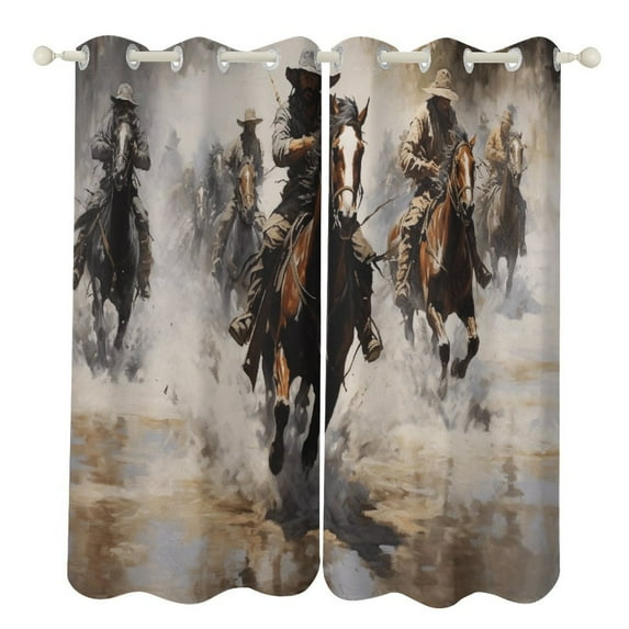 Vintage Western Cowboy Blackout Curtains for Bedroom Curtains Insulated Room Darkening Window Drapes for Living Room
