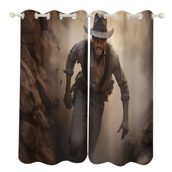 Vintage Western Cowboy Blackout Curtains for Bedroom Curtains Insulated Room Darkening Window Drapes for Living Room