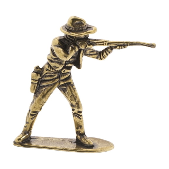 Vintage Western Cowboy Brass Figurine Statue Collectible Decor for Home Desk Shelf Tabletop Western Themed Ornament Rustic Metallic Art Gift in A Color
