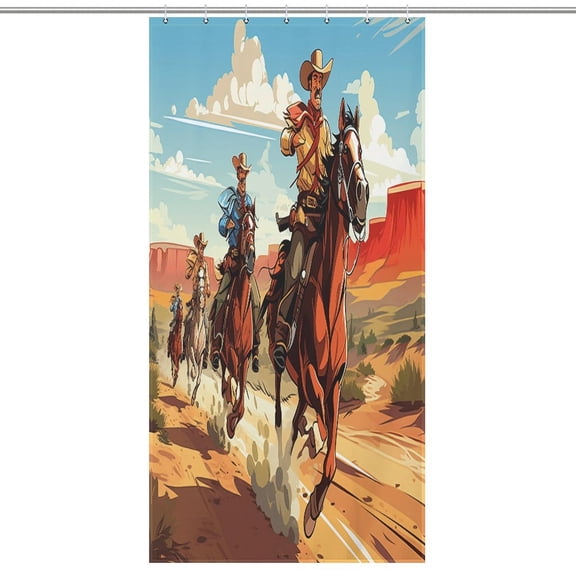 Vintage Western Cowboy Door Shower Curtain Vintage Western Cowboy Bathroom Decor Fabric Polyester Waterproof 12 Pack Hooks